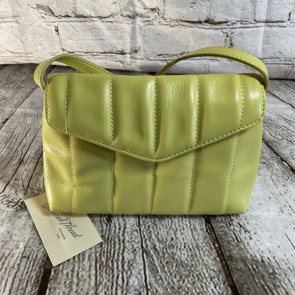 Universal Thread Quilted Faux Leather Crossbody Bag Adjustable Strap Yellow - Picture 1 of 6